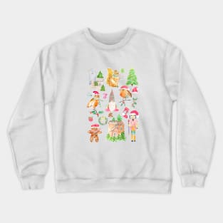 Christmas symbols collection  watercolor Crewneck Sweatshirt